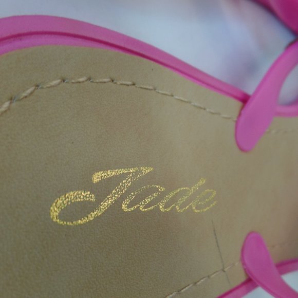 Jade Pink Sparkle Plastic  Flat Thong Sandals Sz 41 or US 10.5 - Picture 4 of 7